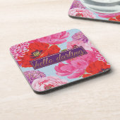 Modern Floral Hallo Darling Square Onderzetter (Linkerzijde)