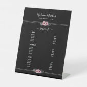 Modern Floral Handtekening Black Salon Service Men Reclamebord Met Voetstuk (Voorkant)