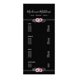 Modern Floral Handtekening Black Salon Service Men Reclamekaart