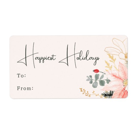 Modern Floral Happiest Feestdagen Rectangular Gift Etiket (Voorkant)