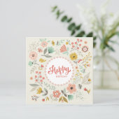 Modern Floral Happy Birthday-kaart Kaart (Staand voorkant)