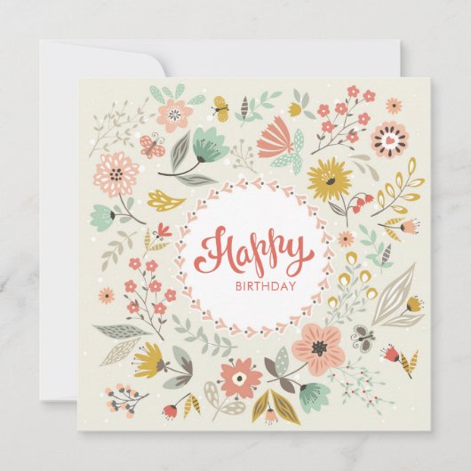 Modern Floral Happy Birthday-kaart Kaart (Voorkant)