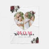 Modern Floral Heart Shaped Gift for Moederdag Fleece Deken (Voorkant)