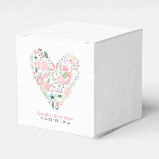 Modern Floral Heart Wedding Bedankdoosjes (Voorkant Zijde)