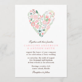 Modern Floral Heart Wedding Kaart