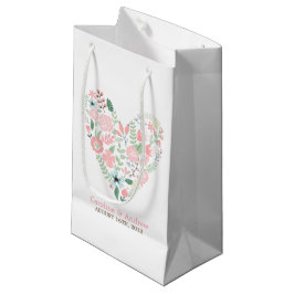 Modern Floral Heart Wedding Klein Cadeauzakje