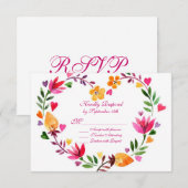Modern Floral Heart Wedding RSVP-kaarten RSVP Kaartje (Voorkant / Achterkant)