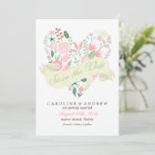 Modern Floral Heart Wedding Save the Date (Staand voorkant)