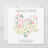 Modern Floral Heart Wedding Save the Date (Voorkant)