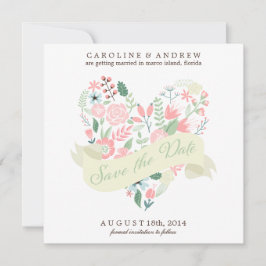Modern Floral Heart Wedding Save the Date