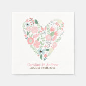 Modern Floral Heart Wedding Servetten (Voorkant)