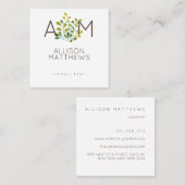 Modern Floral hedendaags Groen Vierkante Visitekaartje (Voorkant / Achterkant)