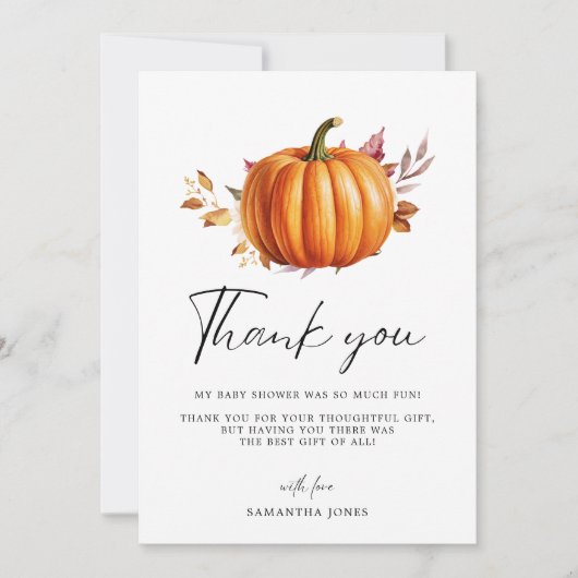 Modern Floral Herfst Baby shower Bedankkaart (Voorkant)