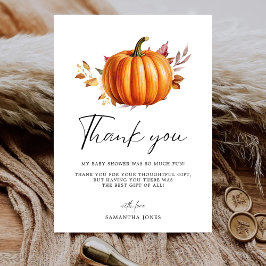 Modern Floral Herfst Baby shower Bedankkaart