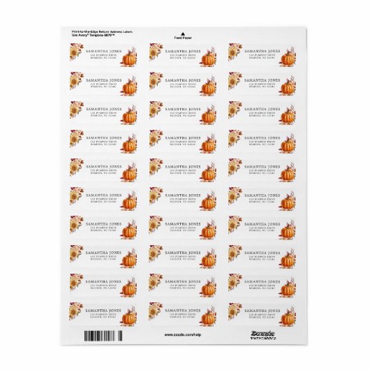 Modern Floral Herfst Baby shower Luier Raffle Etiket (Full Sheet)