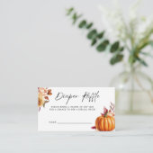 Modern Floral Herfst Baby shower Luier Raffle Informatiekaartje (Staand voorkant)