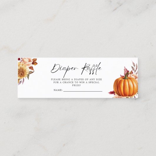 Modern Floral Herfst Baby shower Luier Raffle Mini Visitekaartje (Achterkant)
