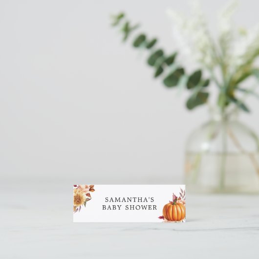 Modern Floral Herfst Baby shower Luier Raffle Mini Visitekaartje (Staand voorkant)