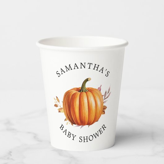 Modern Floral Herfst Baby shower Papieren Bekers (Achterkant)