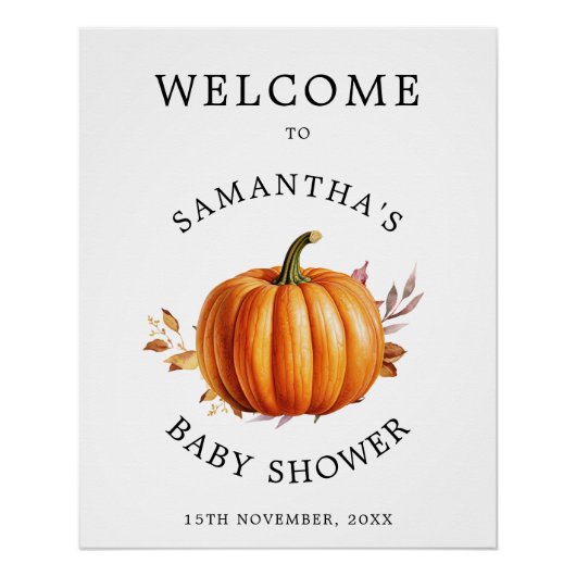 Modern Floral Herfst Baby shower Perfect Poster (Voorkant)