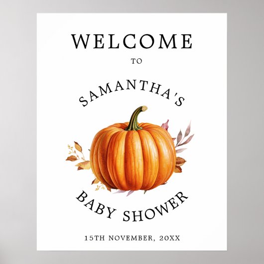 Modern Floral Herfst Baby shower Poster (Voorkant)
