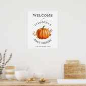 Modern Floral Herfst Baby shower Poster (Keuken)