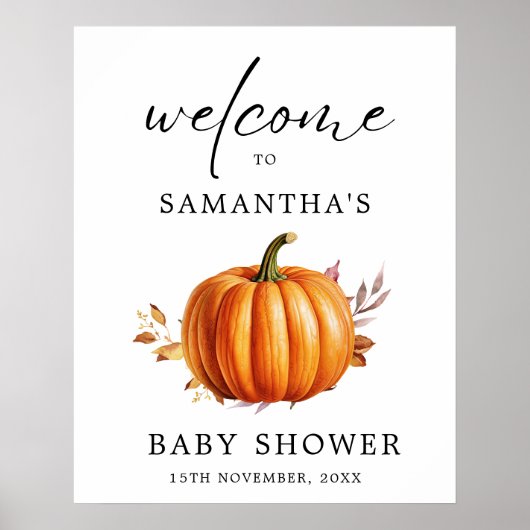 Modern Floral Herfst Baby shower Poster (Voorkant)