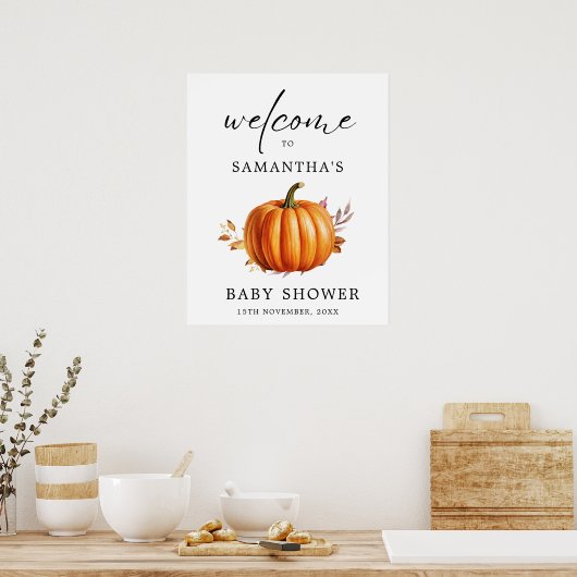 Modern Floral Herfst Baby shower Poster (Keuken)