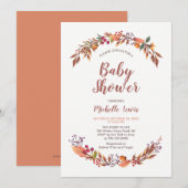 Modern Floral Herfst Boy Baby shower Kaart (Voorkant / Achterkant)