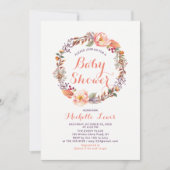 Modern Floral Herfst Girl Baby shower Kaart (Voorkant)