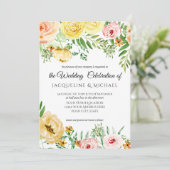 Modern Floral Herfst w Blush Yellow Peach Roos Lea Kaart (Staand voorkant)