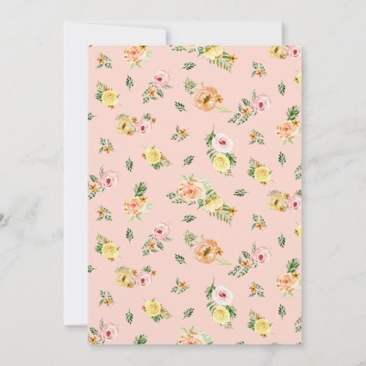 Modern Floral Herfst w Blush Yellow Peach Roos Lea Kaart (Achterkant)