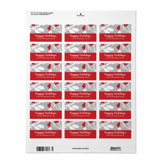  Modern Floral Holiday Label (Full Sheet)