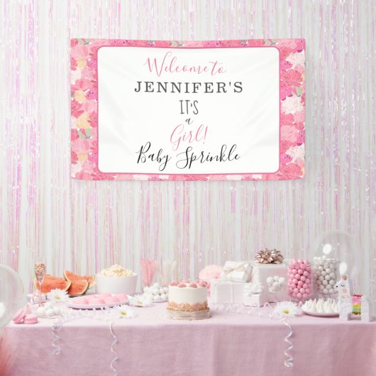 Modern Floral is een meisje. Baby Sprinkle Welkom Spandoek (Feest)