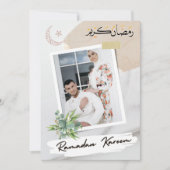 Modern Floral Islamic Ramadan Mubarak Foto Feestdagenkaart (Voorkant)
