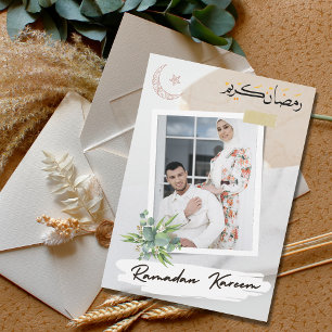 Modern Floral Islamic Ramadan Mubarak Foto Feestdagenkaart