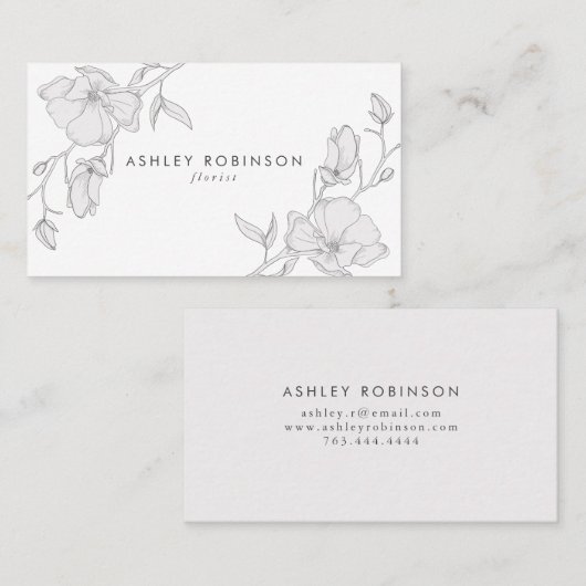 Modern Floral Ivory Magnolia Visitekaartje (Voorkant / Achterkant)