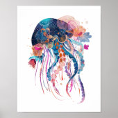 Modern Floral Jellyfish Wall Art Poster (Voorkant)