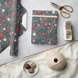 Modern Floral Joy and Merry Wrapping Paper Cadeaupapier