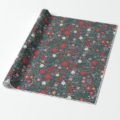 Modern Floral Joy and Merry Wrapping Paper Cadeaupapier (Uitgerold)