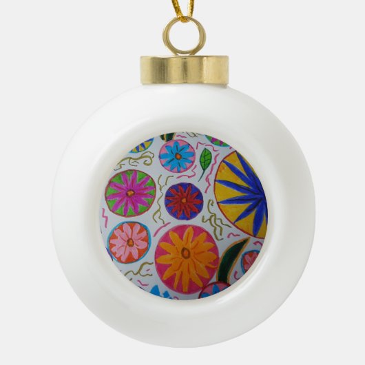 Modern Floral Keramische Bal Ornament (Voorkant)