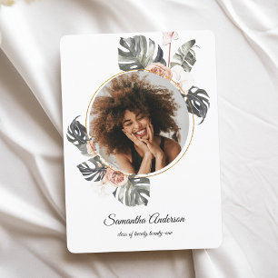 Modern Floral Khaki Tropische bladeren & orchidee Kaart