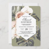 Modern Floral Khaki Tropische bladeren & orchidee Kaart (Voorkant)