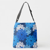 Modern Floral Kimono Print, Blue, Aqua & Navy Crossbody Tas (Achterkant)