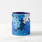 Modern Floral Kimono Print, Blue, Aqua & Navy Mok (Midden)