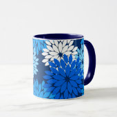 Modern Floral Kimono Print, Blue, Aqua & Navy Mok (Voorkant rechts)