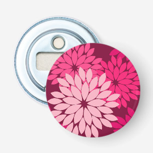 Modern Floral Kimono Print, Coral Pink & Burgundy Button Flesopener