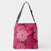 Modern Floral Kimono Print, Coral Pink & Burgundy Crossbody Tas (Achterkant)
