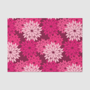 Modern Floral Kimono Print, Coral Pink & Burgundy Tissuepapier