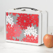 Modern Floral Kimono Print, Coral Red en Grey (In situ)